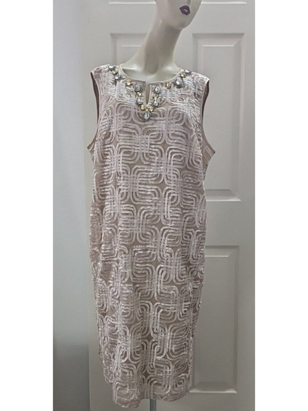 Jessica Howard 18W Plus Embroidered Embellished Cocktail Dress Beaded Wedding